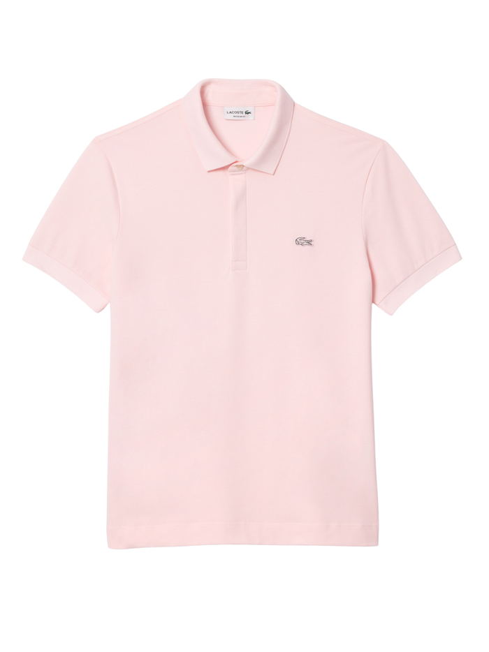 LACOSTE Regular Fit Paris Stretch Piqué Polo Shirt Light Pink - MAISONDEFASHION.COM