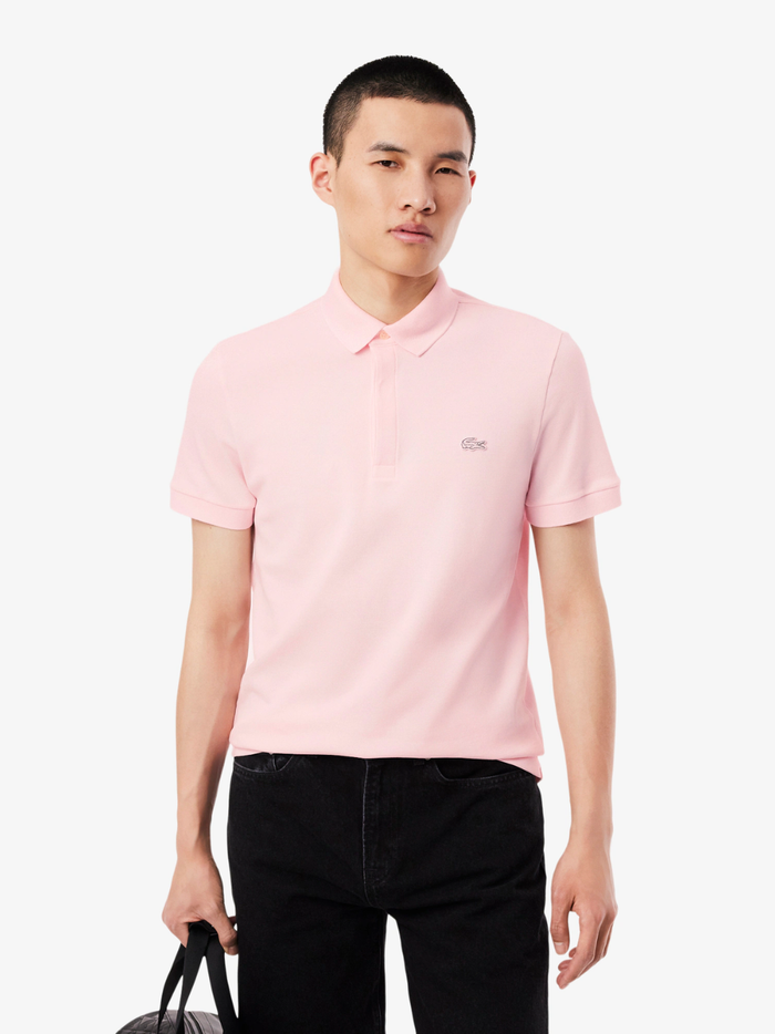 LACOSTE Regular Fit Paris Stretch Piqué Polo Shirt Light Pink - MAISONDEFASHION.COM