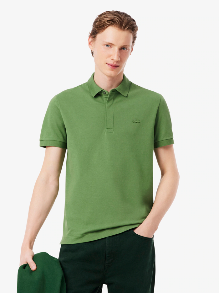 LACOSTE Regular Fit Paris Stretch Piqué Polo Shirt Lime Green - MAISONDEFASHION.COM
