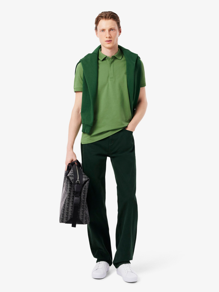 LACOSTE Regular Fit Paris Stretch Piqué Polo Shirt Lime Green - MAISONDEFASHION.COM