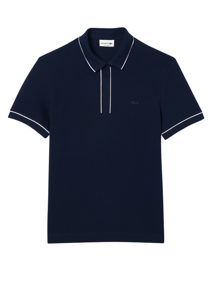LACOSTE Regular Fit Paris Stretch Piqué Polo Shirt Midnight Blue - MAISONDEFASHION.COM