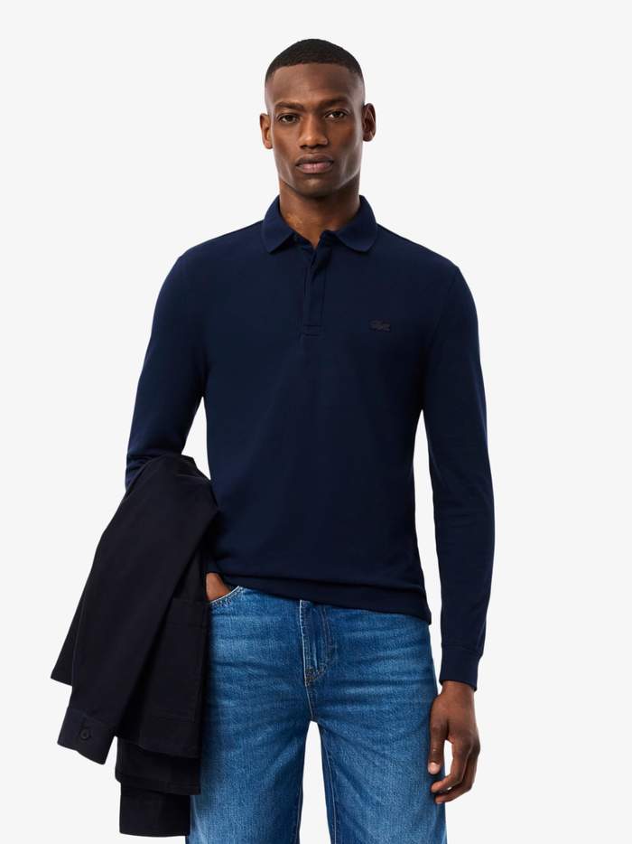 LACOSTE Regular Fit Paris Stretch Piqué Polo Shirt Midnight Blue - MAISONDEFASHION.COM