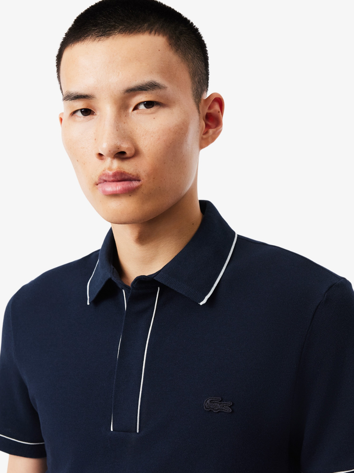 LACOSTE Regular Fit Paris Stretch Piqué Polo Shirt Midnight Blue - MAISONDEFASHION.COM