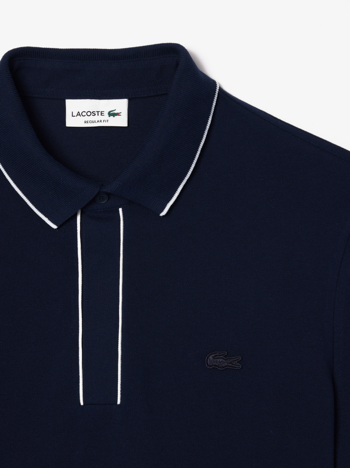 LACOSTE Regular Fit Paris Stretch Piqué Polo Shirt Midnight Blue - MAISONDEFASHION.COM