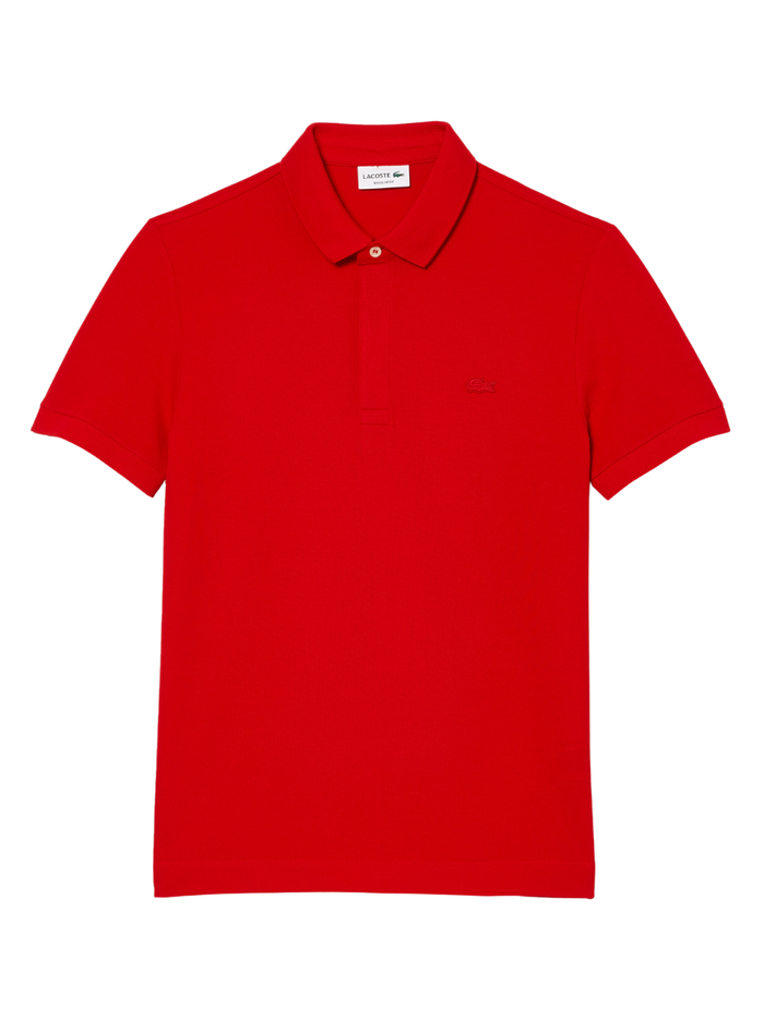 LACOSTE Regular Fit Paris Stretch Piqué Polo Shirt Red - MAISONDEFASHION.COM