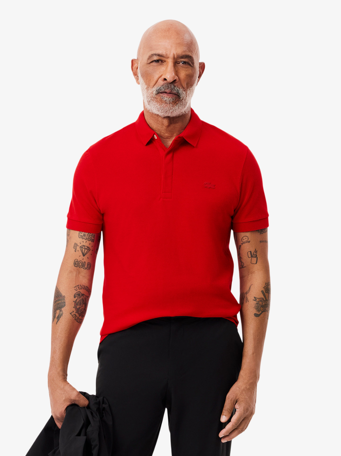 LACOSTE Regular Fit Paris Stretch Piqué Polo Shirt Red - MAISONDEFASHION.COM