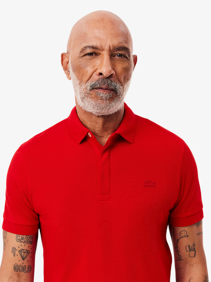 LACOSTE Regular Fit Paris Stretch Piqué Polo Shirt Red - MAISONDEFASHION.COM