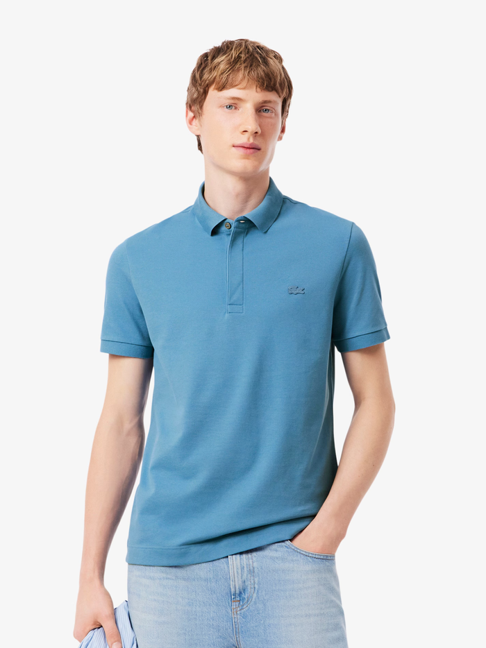 LACOSTE Regular Fit Paris Stretch Piqué Polo Shirt Sky Blue - MAISONDEFASHION.COM