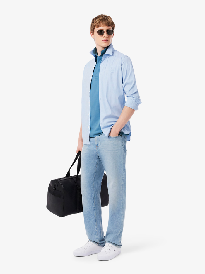 LACOSTE Regular Fit Paris Stretch Piqué Polo Shirt Sky Blue - MAISONDEFASHION.COM