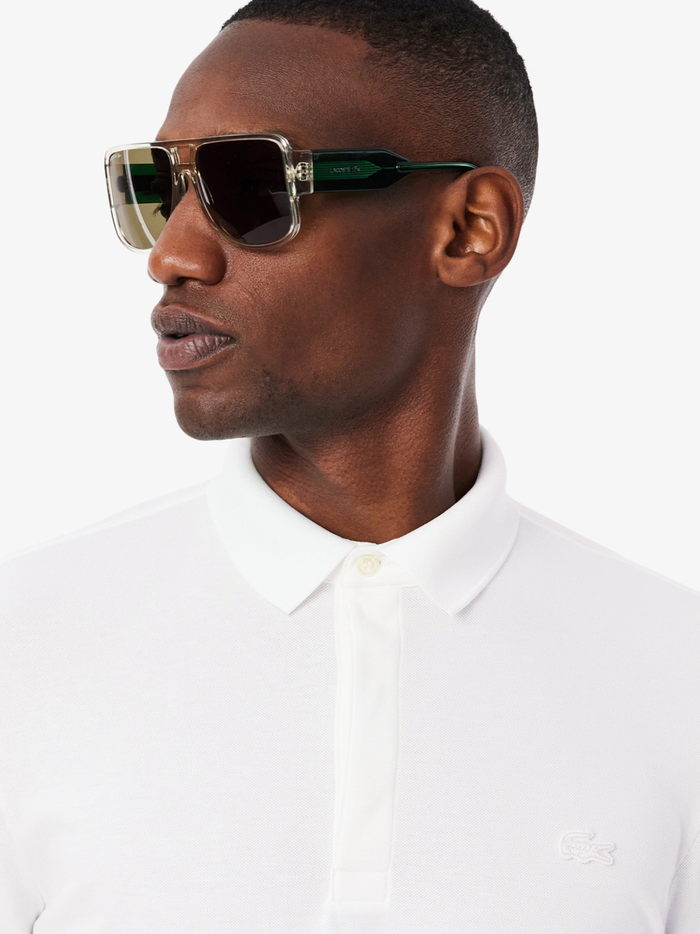 LACOSTE Regular Fit Paris Stretch Piqué Polo Shirt White - MAISONDEFASHION.COM