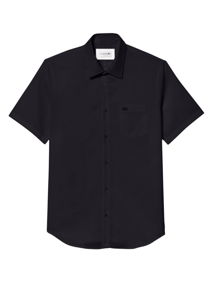 LACOSTE Regular Fit Short Sleeved Cotton Shirt Navy Blue - MAISONDEFASHION.COM