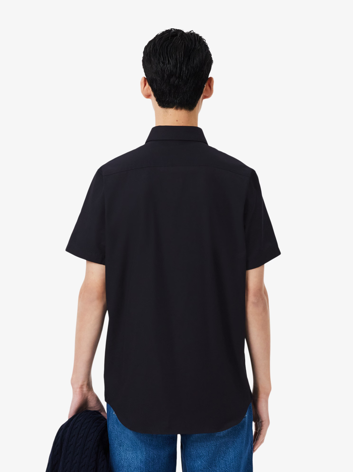 LACOSTE Regular Fit Short Sleeved Cotton Shirt Navy Blue - MAISONDEFASHION.COM