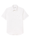 LACOSTE Regular Fit Short Sleeved Cotton Shirt White - MAISONDEFASHION.COM