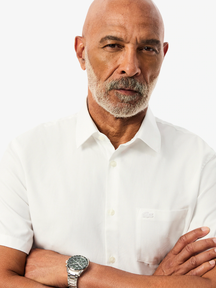 LACOSTE Regular Fit Short Sleeved Cotton Shirt White - MAISONDEFASHION.COM