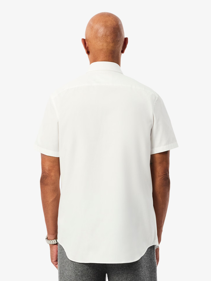 LACOSTE Regular Fit Short Sleeved Cotton Shirt White - MAISONDEFASHION.COM