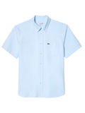 LACOSTE Regular Fit Short Sleeved Oxford Shirt Light Blue - MAISONDEFASHION.COM