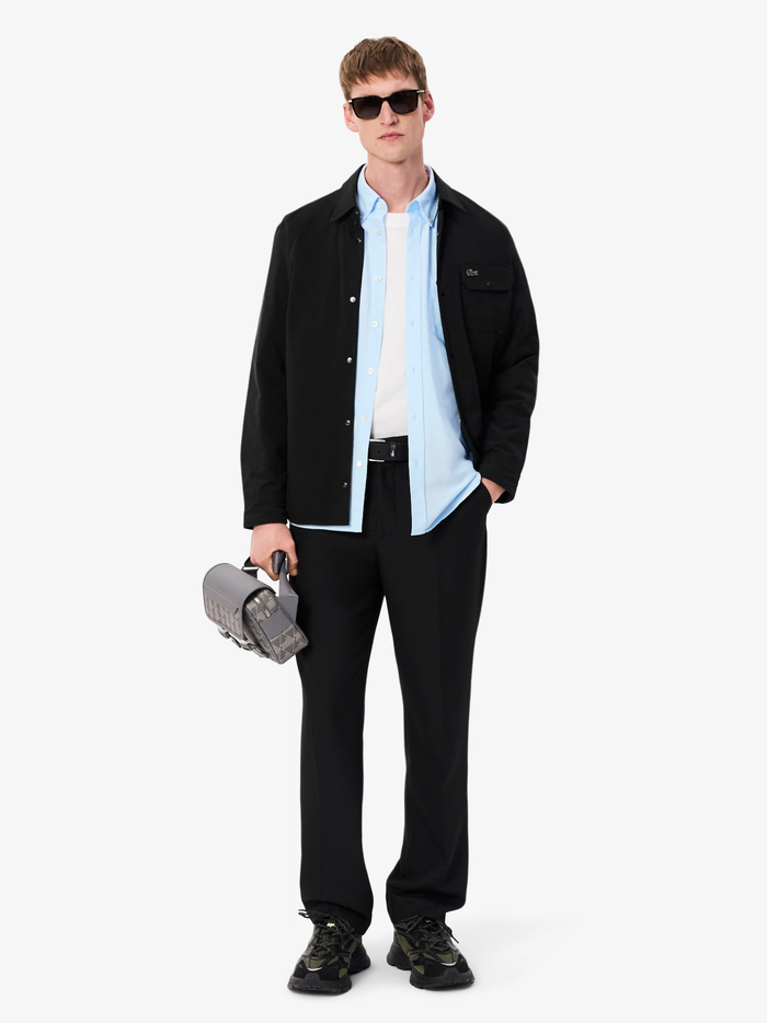 LACOSTE Regular Fit Short Sleeved Oxford Shirt Light Blue - MAISONDEFASHION.COM