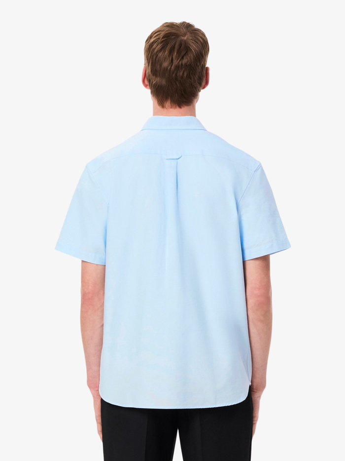 LACOSTE Regular Fit Short Sleeved Oxford Shirt Light Blue - MAISONDEFASHION.COM