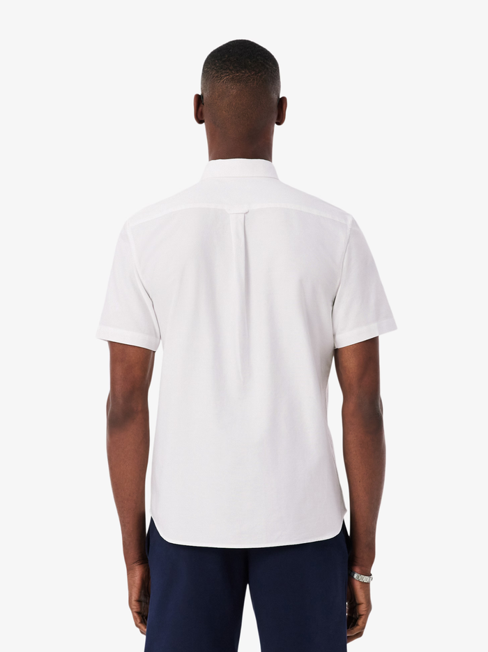 LACOSTE Regular Fit Short Sleeved Oxford Shirt White - MAISONDEFASHION.COM