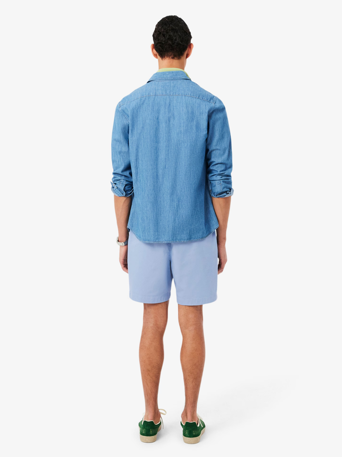 LACOSTE Regular Fit Stretch Cotton Shorts Light Blue - MAISONDEFASHION.COM
