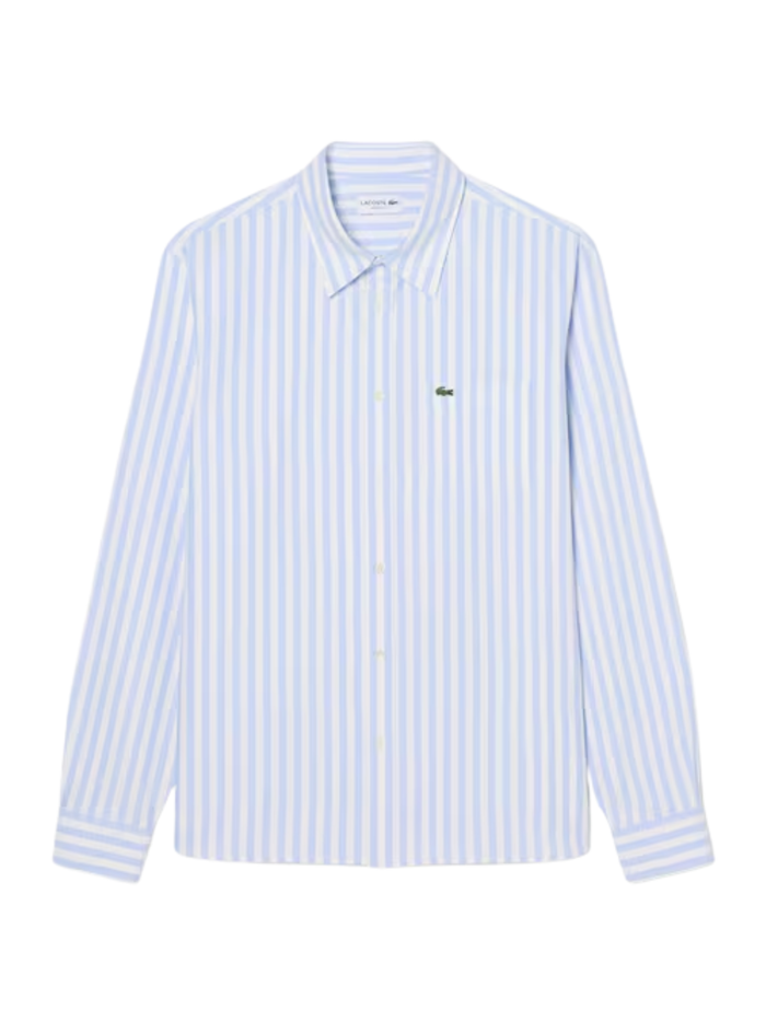 LACOSTE Regular Fit Striped Oxford Shirt Blue - MAISONDEFASHION.COM