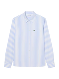 LACOSTE Regular Fit Striped Oxford Shirt Blue - MAISONDEFASHION.COM