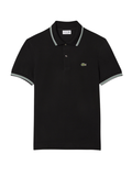 LACOSTE Regular Fit Trim Accent L.12.12 Polo Shirt Black - MAISONDEFASHION.COM