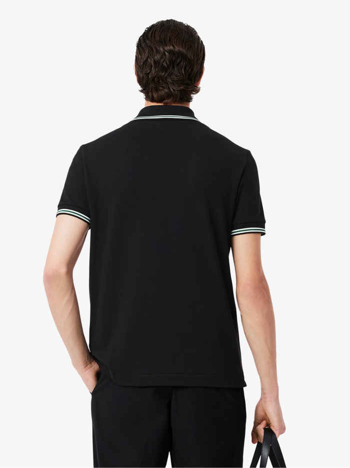 LACOSTE Regular Fit Trim Accent L.12.12 Polo Shirt Black - MAISONDEFASHION.COM