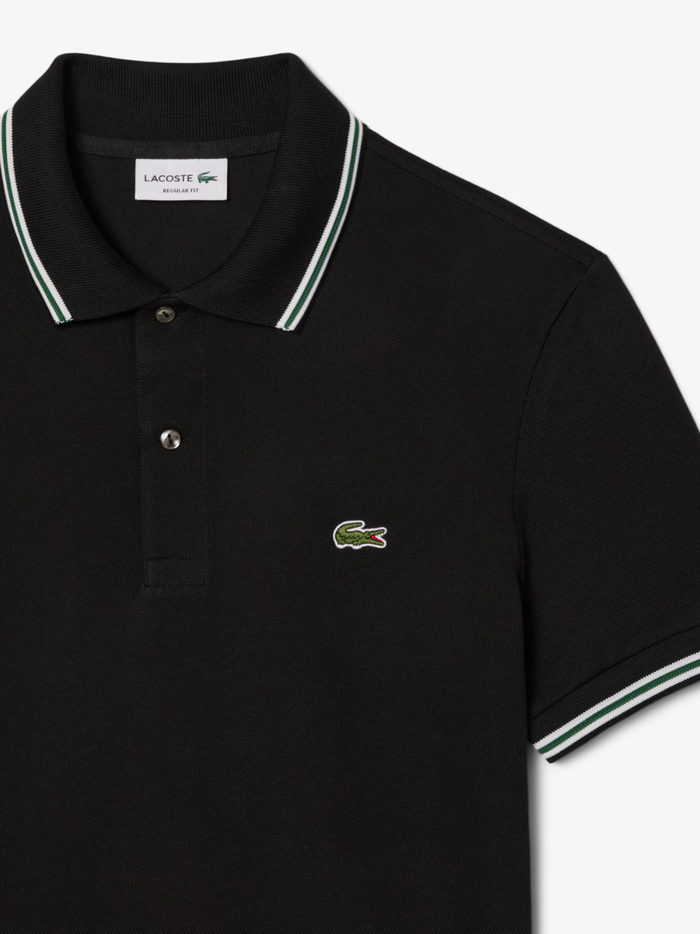 LACOSTE Regular Fit Trim Accent L.12.12 Polo Shirt Black - MAISONDEFASHION.COM