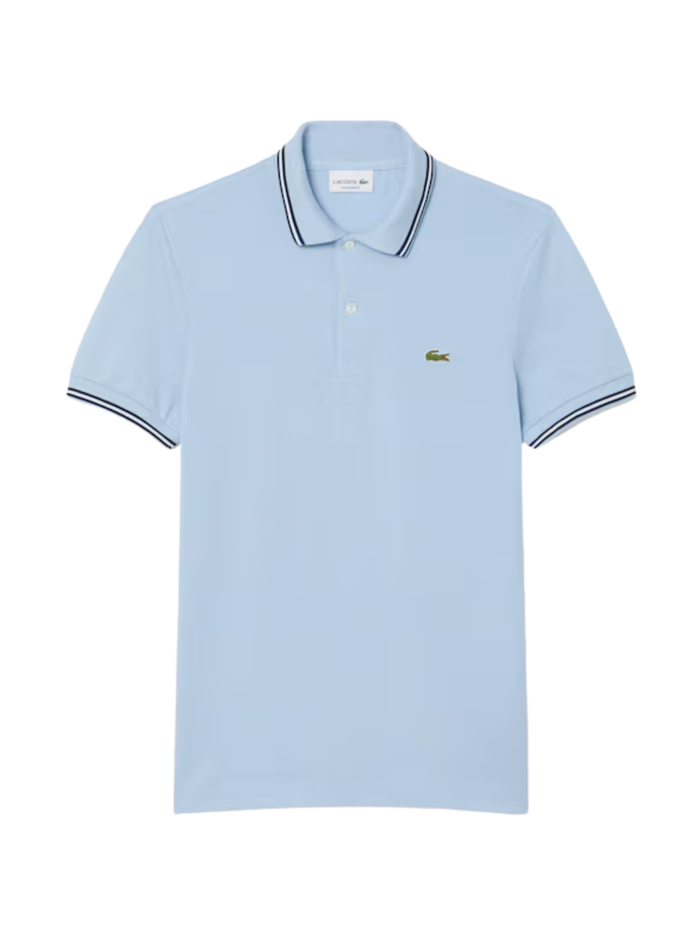 LACOSTE Regular Fit Trim Accent L.12.12 Polo Shirt Light Blue - MAISONDEFASHION.COM