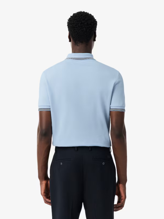 LACOSTE Regular Fit Trim Accent L.12.12 Polo Shirt Light Blue - MAISONDEFASHION.COM