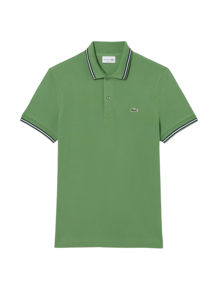 LACOSTE Regular Fit Trim Accent L.12.12 Polo Shirt Lime Green - MAISONDEFASHION.COM