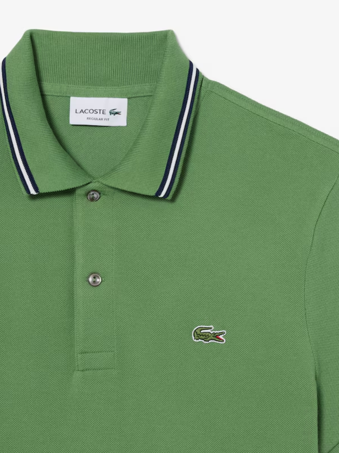 LACOSTE Regular Fit Trim Accent L.12.12 Polo Shirt Lime Green - MAISONDEFASHION.COM