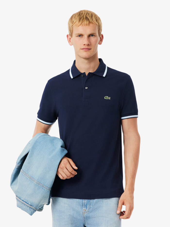 LACOSTE Regular Fit Trim Accent L.12.12 Polo Shirt Midnight Blue - MAISONDEFASHION.COM