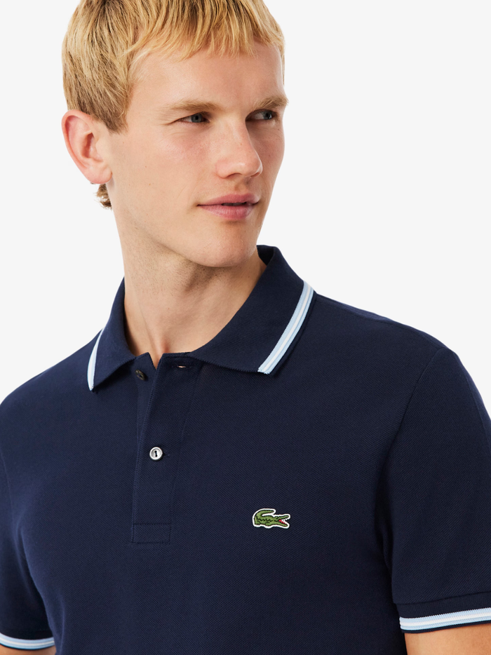LACOSTE Regular Fit Trim Accent L.12.12 Polo Shirt Midnight Blue - MAISONDEFASHION.COM
