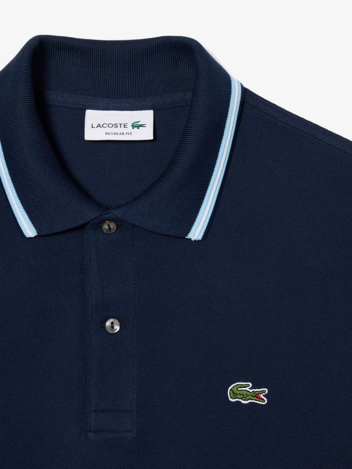 LACOSTE Regular Fit Trim Accent L.12.12 Polo Shirt Midnight Blue - MAISONDEFASHION.COM
