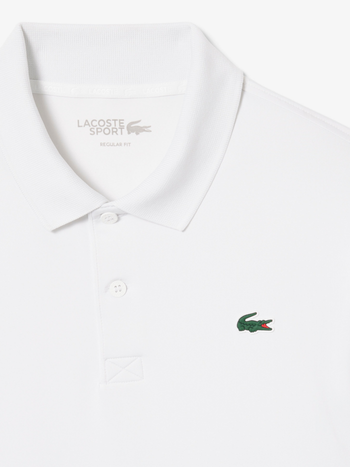 LACOSTE Regular Fit Ultra Dry Long Sleeved Golf Polo Shirt White - MAISONDEFASHION.COM