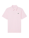 LACOSTE Regular Fit Ultra Dry Striped Golf Polo Shirt Light Pink - MAISONDEFASHION.COM