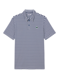 LACOSTE Regular Fit Ultra Dry Striped Golf Polo Shirt Navy Blue/White - MAISONDEFASHION.COM