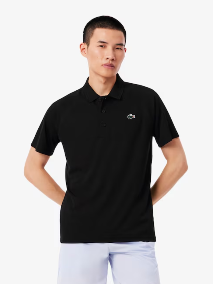 LACOSTE Regular Fit UV Protect Sport Polo Shirt Black - MAISONDEFASHION.COM
