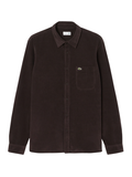 LACOSTE Regular Fit Velour Shirt Brown - MAISONDEFASHION.COM