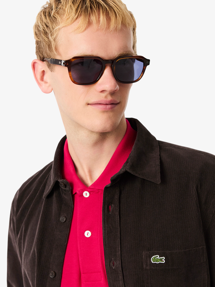 LACOSTE Regular Fit Velour Shirt Brown - MAISONDEFASHION.COM