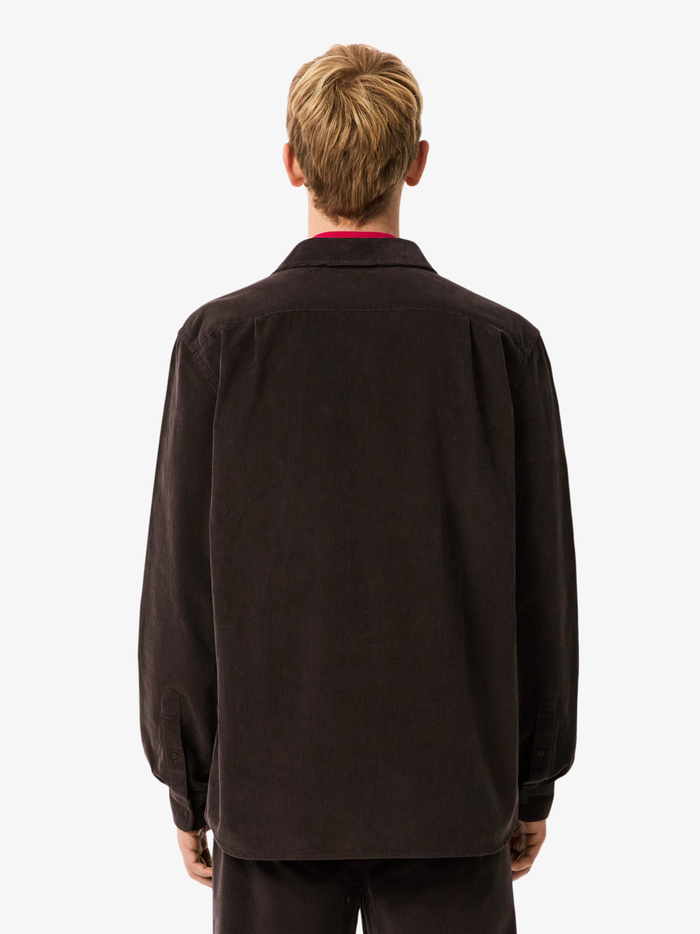LACOSTE Regular Fit Velour Shirt Brown - MAISONDEFASHION.COM