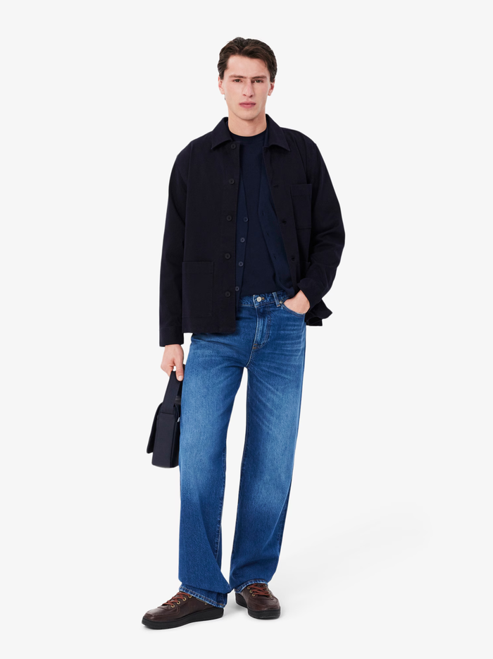 LACOSTE Relaxed Fit Carded Wool Cardigan Midnight Blue - MAISONDEFASHION.COM