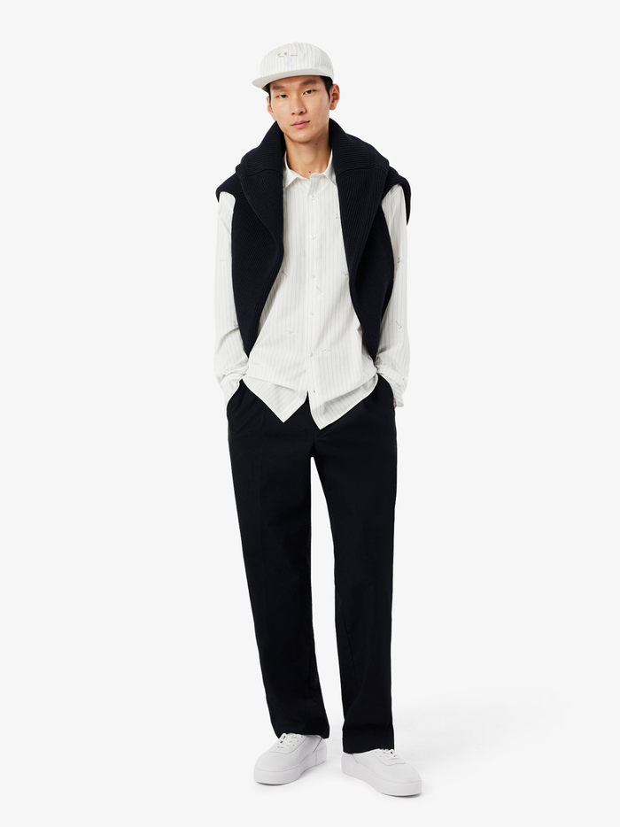 LACOSTE Relaxed Fit Embroidered Cotton Shirt White - MAISONDEFASHION.COM