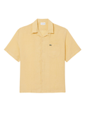 LACOSTE Relaxed Fit Linen Shirt Jaune - MAISONDEFASHION.COM