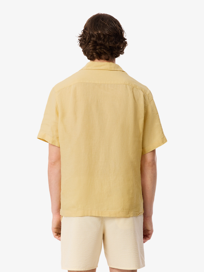 LACOSTE Relaxed Fit Linen Shirt Jaune - MAISONDEFASHION.COM