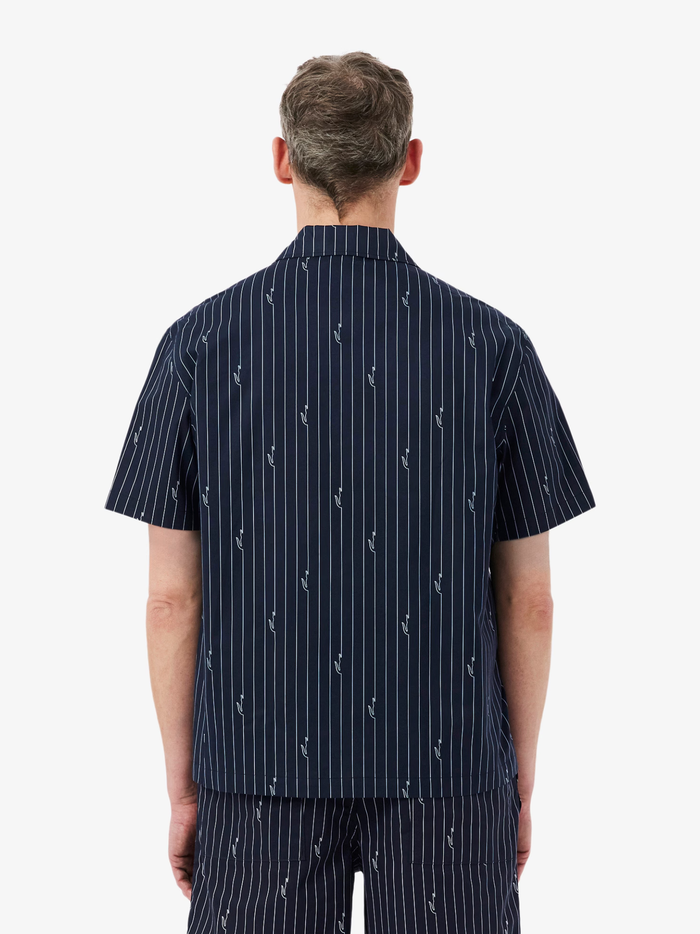 LACOSTE Relaxed Fit Print Twill Shirt Black - MAISONDEFASHION.COM