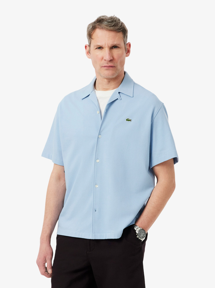 LACOSTE Relaxed Fit Short Sleeved Piqué Shirt Light Blue - MAISONDEFASHION.COM
