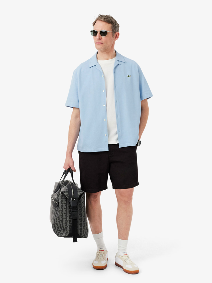 LACOSTE Relaxed Fit Short Sleeved Piqué Shirt Light Blue - MAISONDEFASHION.COM